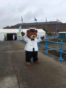 Stanley the Princess mascot welcomes passengers to Milford Haven